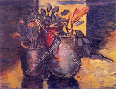 K.H. Ara (Artist), Still Life with 3 pots, 1961, Painting