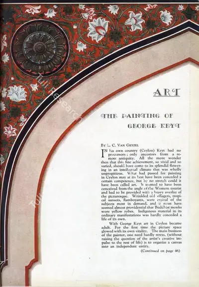 L.C. Van Geyzel (Essayist), The Painting of George Keyt, 1947, Essay