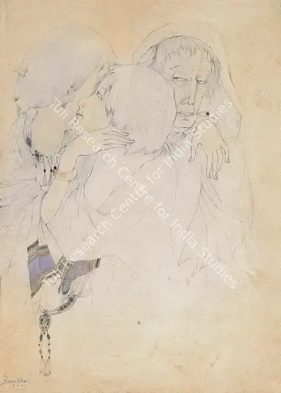 Sarada Ukil (Artist), Study for Circle of Life, 1923, Painting