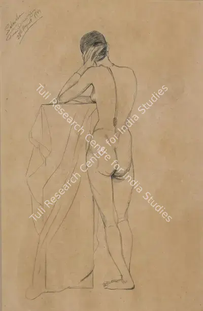 Jehangir Sabavala (Artist), Nude Study, 1944, Drawing