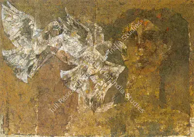 Jamil Naqsh (Artist), Woman With Pigeon, 1975, Painting
