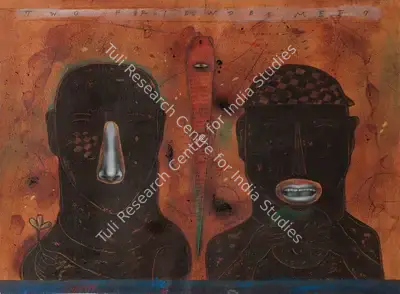 Baiju Parthan (Artist), Two Friends Meet, 1997, Painting