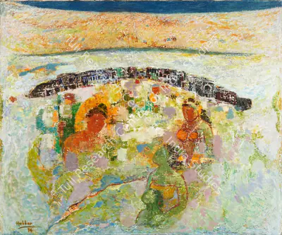 Hebbar, K.K. (Artist). Ajanta. Oil on canvas, 1974 | Painting | EconomicsArt | 00872704