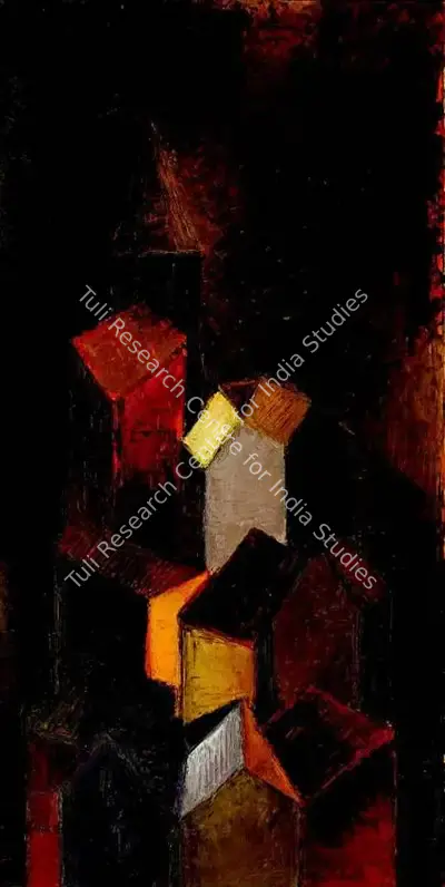 Akbar Padamsee (Artist), Untitled (Cityscape), 1957, Painting