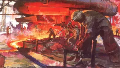 Walter Langhammer (Artist), Steel Worker, 1944, Painting