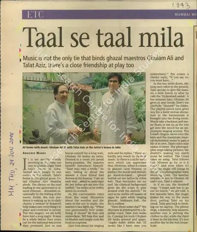 Abhishek Mande (Reporter), Taal se taal mila, 2006, Newspaper Clipping
