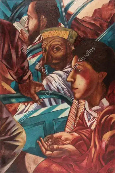 Nataraj Sharma (Artist), Bus to Dhamla, 1989, Painting
