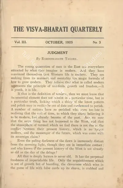 Rabindranath Tagore (Editor), Visva-Bharati Quarterly, 1925, Journal
