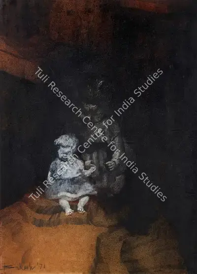 Bikash Bhattacharjee (Artist), The Doll 2, 1971, Painting