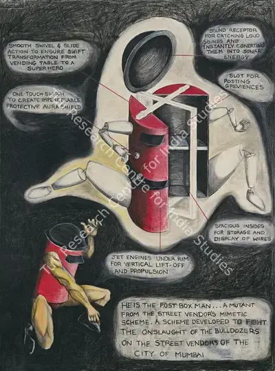 Tushar Joag (Artist), Mutants of the SVMS - Postbox Man (Street Vendors Mimetic Scheme), 2007, Painting