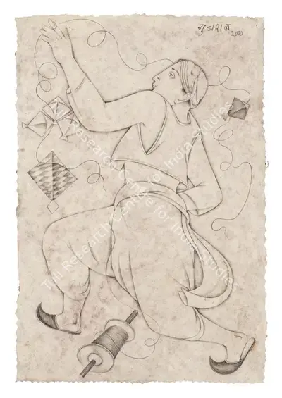 Satish Gujral (Artist), Untitled (Flying Kites), 2000, Drawing