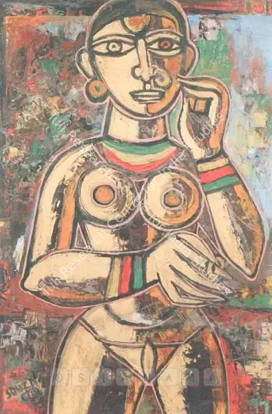 F.N. Souza (Artist), Hindu Girl With Nose Ring, 1950, Painting