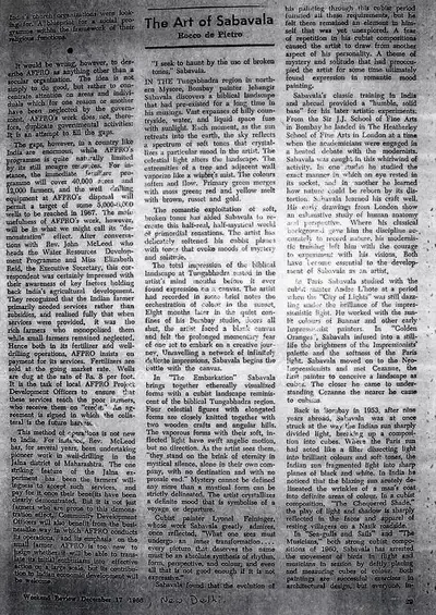 Rocco de Pietro (Writer), The Art of Sabavala, 1966, Newspaper Clipping