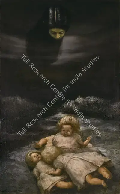 Bhattacharjee, Bikash (Artist). Doll. Oil on canvas, 1972-1974 | Painting | FineArts | 00334161