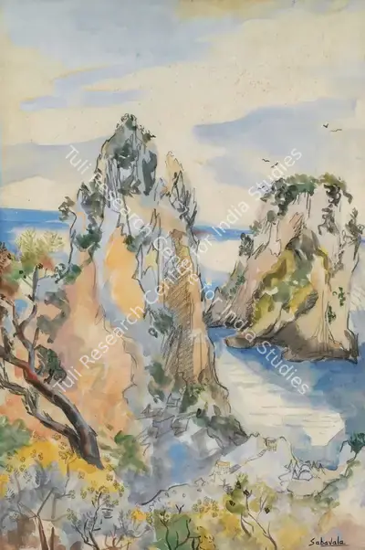 Jehangir Sabavala (Artist), The Faraglioni, Capri, 1954, Painting