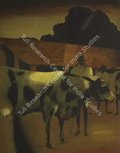 Atul Dodiya (Artist), Bapu Observing a Cow, 1997, Painting