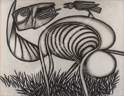 Prokash Karmakar (Artist), Dog and Bird, 1997, Painting
