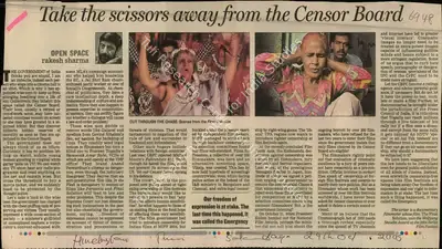 Rakesh Sharma (Reporter), Take the Scissors away from the Censor Board, 2005, Newspaper Clipping