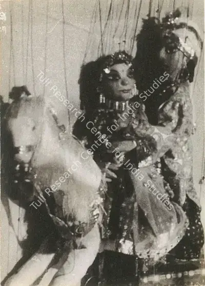 Chittaprosad (Artist), Prince and Princess riding on a horse, characters from Rupakatha, Puppet