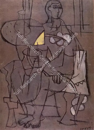 K.G. Subramanyan (Artist), Sitting Woman, 1951, Painting