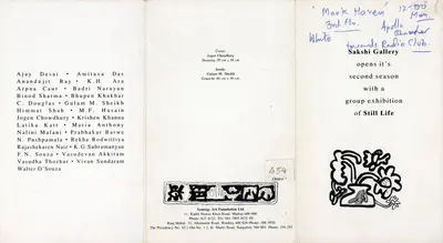 Sakshi Gallery (Organiser), Still Life, 1993, Group Exhibition Invitation