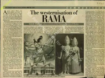 Girish Shahane (Writer), The Westernisation of Rama, 1999, Newspaper Clipping