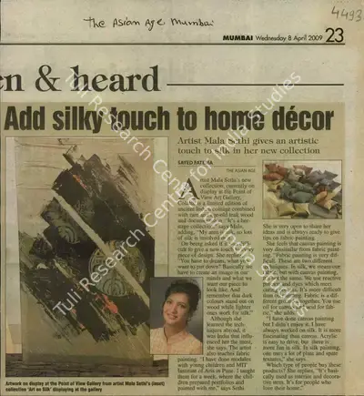 Sayed Fatema (Reporter), Add Silky Touch to home decor, 2009, Newspaper Clipping