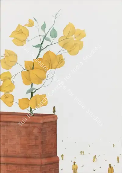 P.N. Chaturvedi (Artist), The Yellow Bougainvillea Flower, 2022, Painting