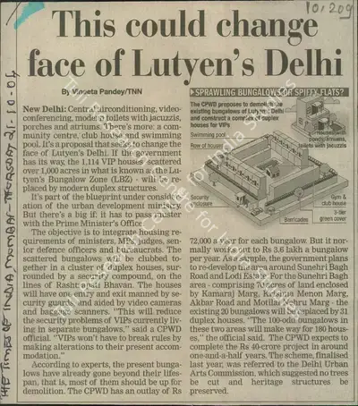 Vineeta Pandey (Reporter), This Could Change face of Lutyen's Delhi, 2004, Newspaper Clipping