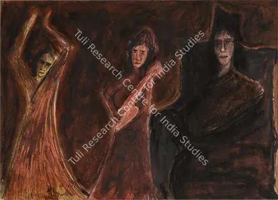 Rabindranath Tagore (Artist), Untitled (Three Bauls), 1938, Painting