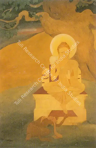 A.K. Haldar (Artist), Buddha, 1910, Painting