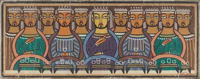 Roy, Jamini (Artist). The Last Supper. Tempera on cloth pasted on cardboard, late 1940s | Painting | FineArts | 00332044