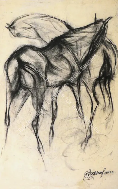Sunil Das (Artist), Horses, 1960, Painting