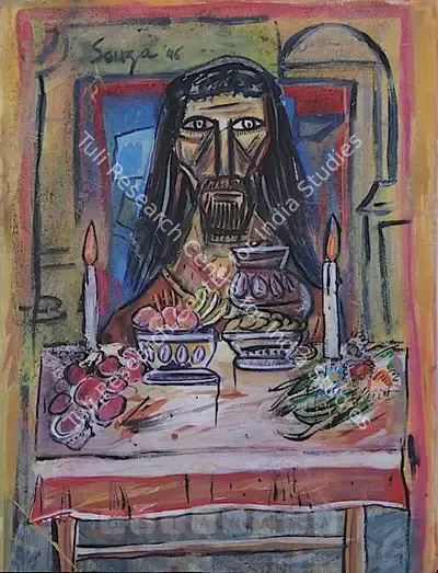F.N. Souza (Artist), Christ, 1946, Painting
