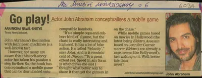Aakanksha Naval-Shetye (Reporter), Go Play, 2006, Newspaper Clipping