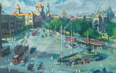 S.H. Raza (Artist), Untitled (Bombay Street Scene), 1949, Painting