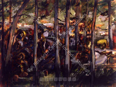 Sailoz Mookherjea (Artist), Hill Fair, 1945, Painting