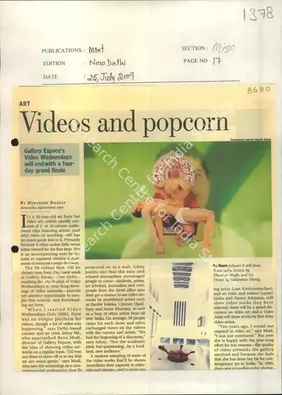 Himanshu Bhagat (Reporter), Videos and Popcorn, 2009, Newspaper Clipping