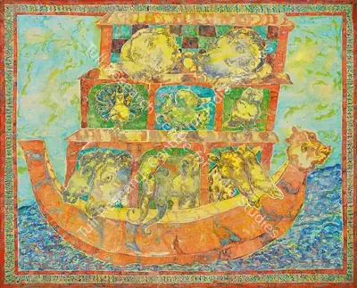 Sakti Burman (Artist), Noah's Ark, 1967, Painting