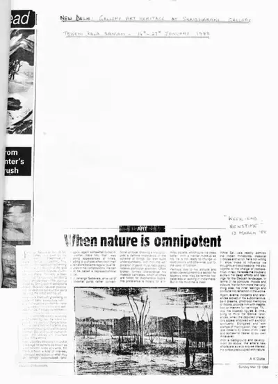 A.K. Dutta (Writer), When Nature is Omnipotent, 1988, Newspaper Clipping