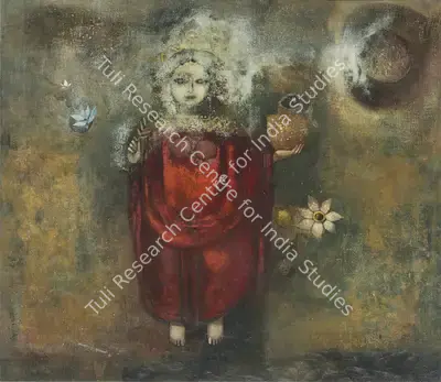 Pyne, Ganesh (Artist). Untitled (Laxmi Emerging from the Ocean). Tempera on canvas, late 1960s | Painting | FineArts | 00642977