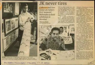 Shantanu Datta (Reporter), JK Never Tires, 2003, Newspaper Clipping