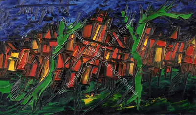 F.N. Souza (Artist), Untitled (Landscape), 1961, Painting