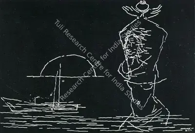 M.F. Husain (Artist), Varanasi, 1973, Drawing
