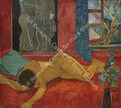Madhav&nbsp;Satwalekar (Artist), Reclining Female, 1967, Painting