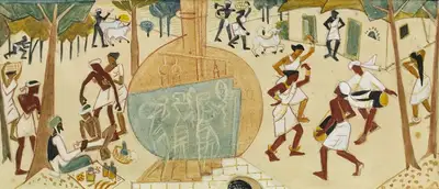 K.K. Hebbar (Artist), Untitled (Study for CIBA Mural), 1957, Painting