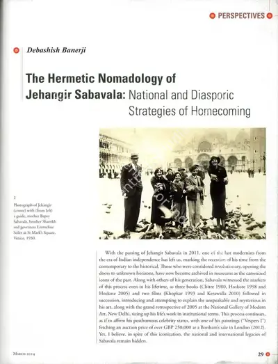 Debashish Banerji (Essayist), The Hermetic Nomadology of Jehangir Sabavala, 2014, Essay