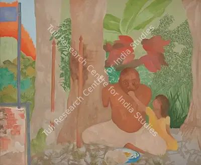 Patel, Gieve (Artist). Near the Bus-Stop. Oil on canvas, 1991 | Painting | EconomicsArt | 00869984