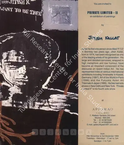 Jitish Kallat (Artist), Private Limited - II, 1999, Solo Exhibition Invitation