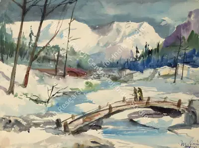 M.S. Joshi (Artist), Bridge in Forest, Painting